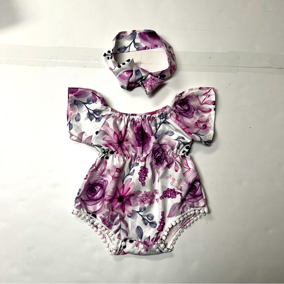 Baby Girl’s Outfit 3-6 Months Matching Dress Pants and Headbands - Picture 6 of 16